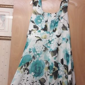 White Blue Floral Maxi Dress 14 d b